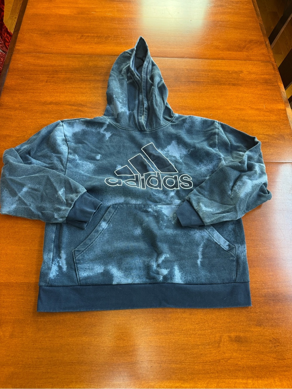 Adidas Boys XL 18/20 Loose Fit Acid Wash Black Logo Pullover Hoodie